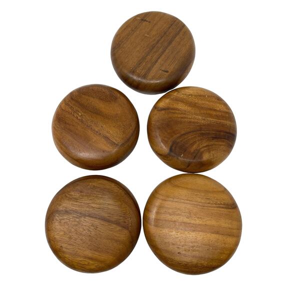 Wood Salad Bowl Set Circa 1960s Lot of 5 6 inch Mid Century Modern - Picture 5 of 9